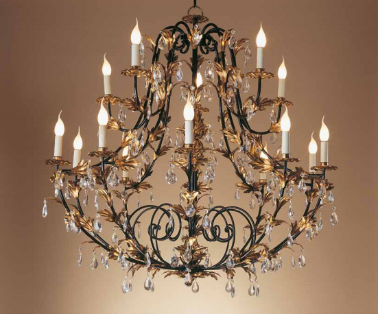 Lustre baroque à pampilles de cristal sur 2 niveaux, 15 lumières - Luxury  Chandeliers